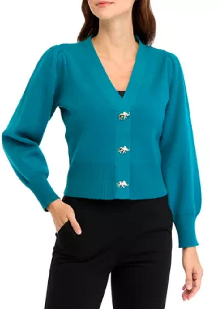 Women's Solid V-Neck Cardigan