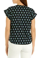 Women's Ruffle Printed T-Shirt