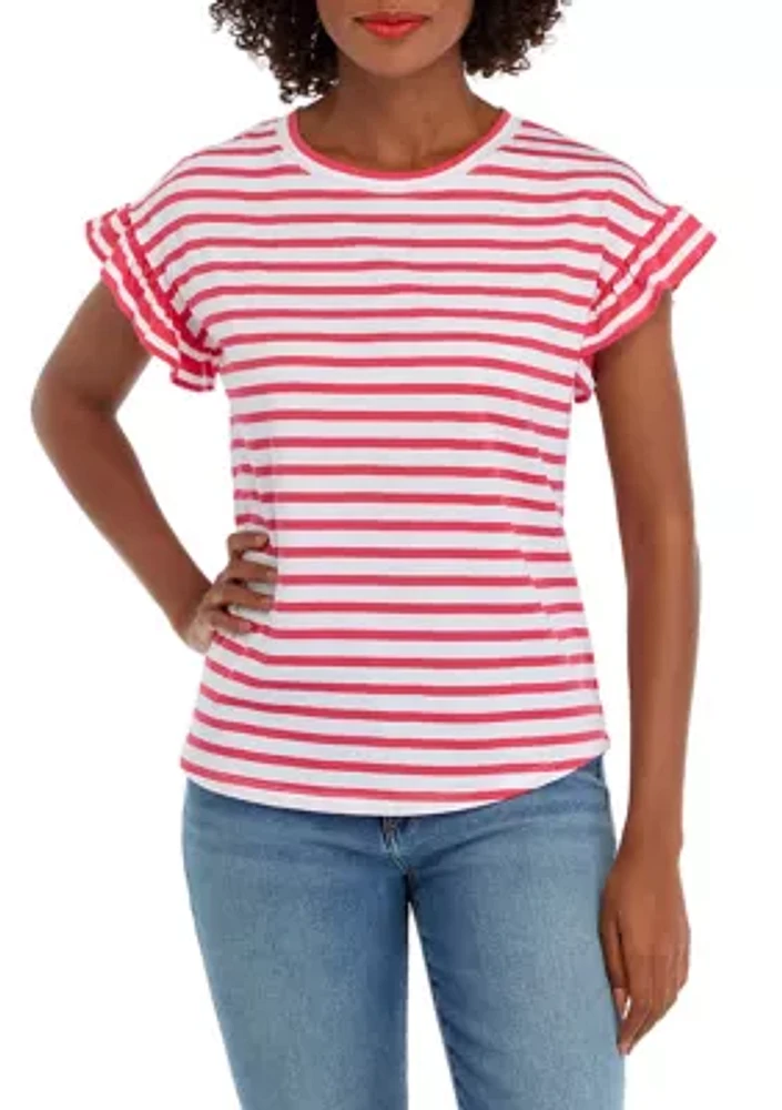 Women's Ruffle Stripe Top