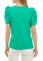 Women's Pleated Puff Sleeve Top