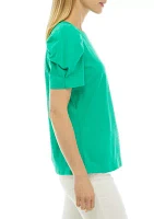 Women's Pleated Puff Sleeve Top