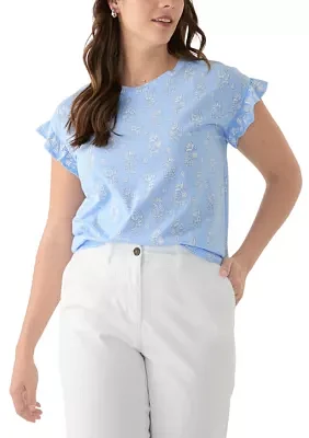 Women's Ruffle Placement Printed Top