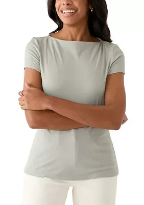 Women's Short Sleeve Boat Neck T-Shirt