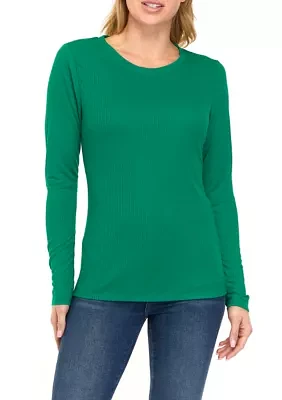 Petite Long Sleeve Ribbed T-Shirt