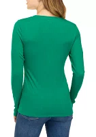 Petite Long Sleeve Ribbed T-Shirt