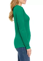 Petite Long Sleeve Ribbed T-Shirt