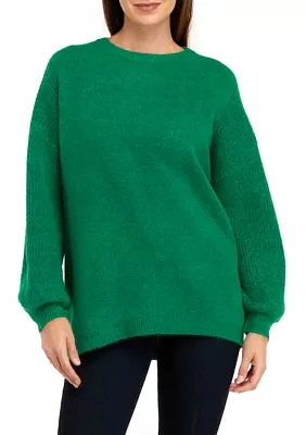 Petite Long Sleeve Crew Neck Tunic Sweater