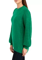 Petite Long Sleeve Crew Neck Tunic Sweater