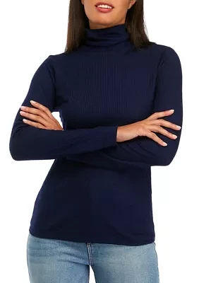 Petite Long Sleeve Ribbed Turtleneck Sweater