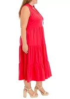 Plus Sleeveless Peasant Maxi Dress