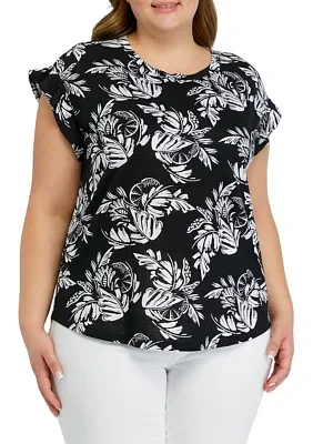 Plus Printed Ruffle T-Shirt