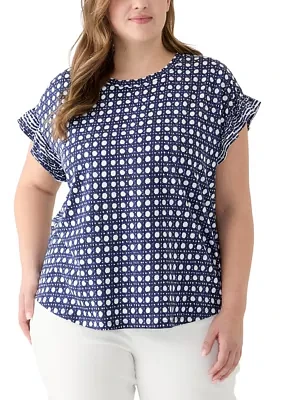 Plus Placement Printed Ruffle Top