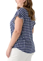 Plus Placement Printed Ruffle Top