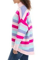 Women's Striped Mock Neck Tunic Sweater