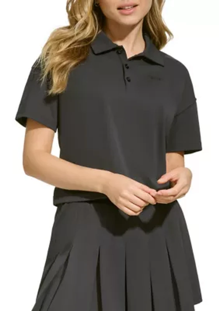 Tech Pique Short Sleeve Cropped Polo Shirt