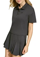 Tech Pique Short Sleeve Cropped Polo Shirt