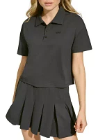 Tech Pique Short Sleeve Cropped Polo Shirt