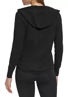 Women's Full Zip Mini Waffle Hoodie with Pockets