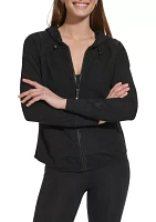 Women's Full Zip Mini Waffle Hoodie with Pockets