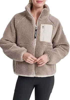 Women's Mock Neck Full Zip Sherpa Hybrid Jacket