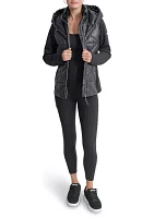 Women's Mixed Full Zip Diamond Quilted Jacket