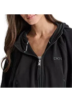 Women's Embroidered Logo Dolman Sleeve Full Zip Hoodie