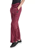 Platinum Velour Track Pants with Metallic Logo Patch and Slit