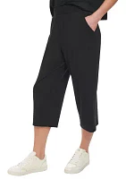 Cropped Wide Leg Pants with Pockets