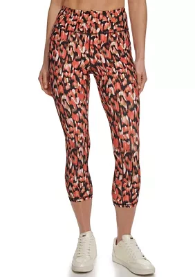 Women's Printed High Wasted Cropped Leggings with Pockets