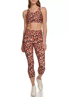 Women's Printed High Wasted Cropped Leggings with Pockets