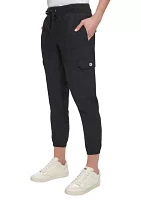 Rib Waistband Cargo Joggers with Twill Drawcord