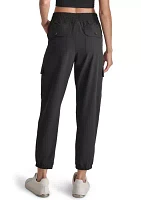 Smocked Waist Cargo Joggers with Bungee Drawcord