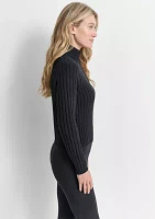 Half Zip Mock Neck Raglan Sleeve Sweater