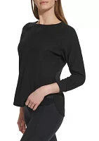 Women's 3/4 Sleeve Mini Waffle T-Shirt