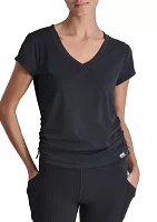 Short Sleeve Tech T-Shirt with Ruched Side Seams