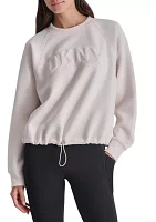 Women's Varsity Placed Puff Logo Crew Neck Pullover with Bungee