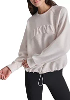 Women's Varsity Placed Puff Logo Crew Neck Pullover with Bungee