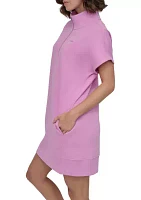 Embroidered Logo Half Zip Dress
