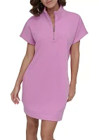 Embroidered Logo Half Zip Dress