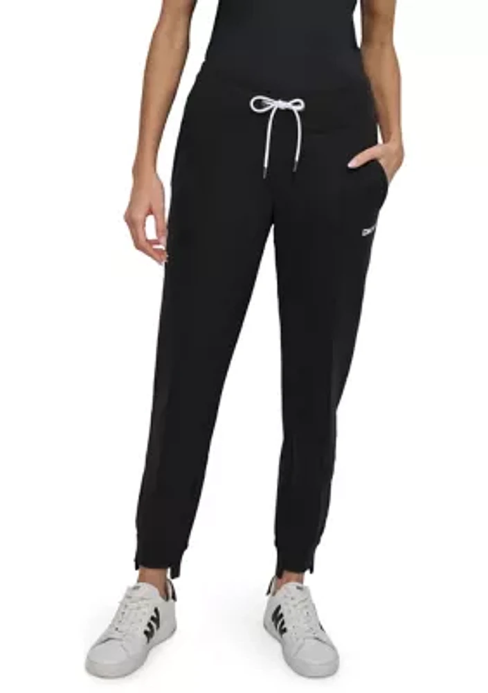 Women's Cuffed Pintuck Jogger Pants with Pockets