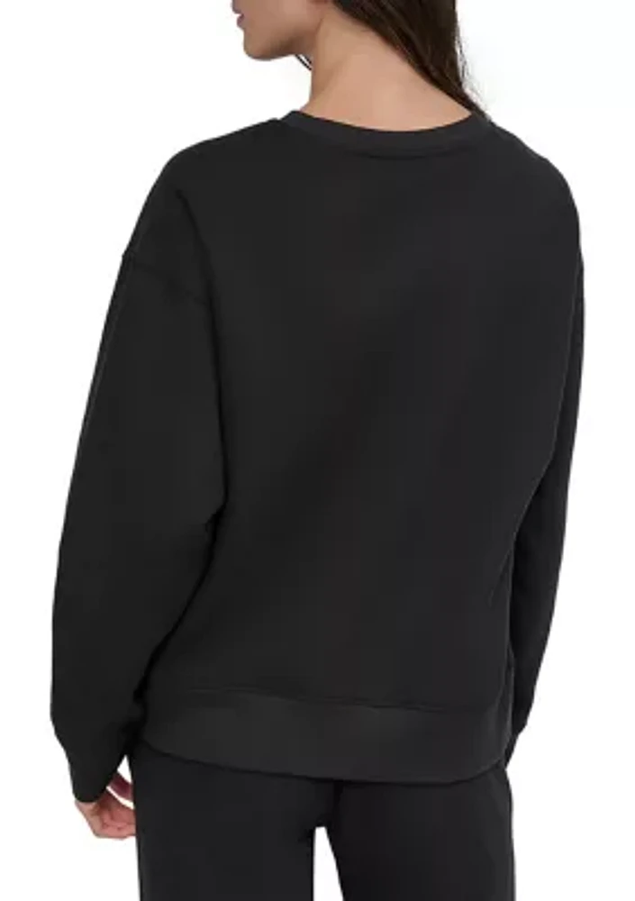 Tonal Logo Patch Crew Neck Drop Shoulder Pullover