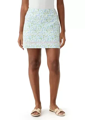 Women's Crochet Trim Printed Skirt