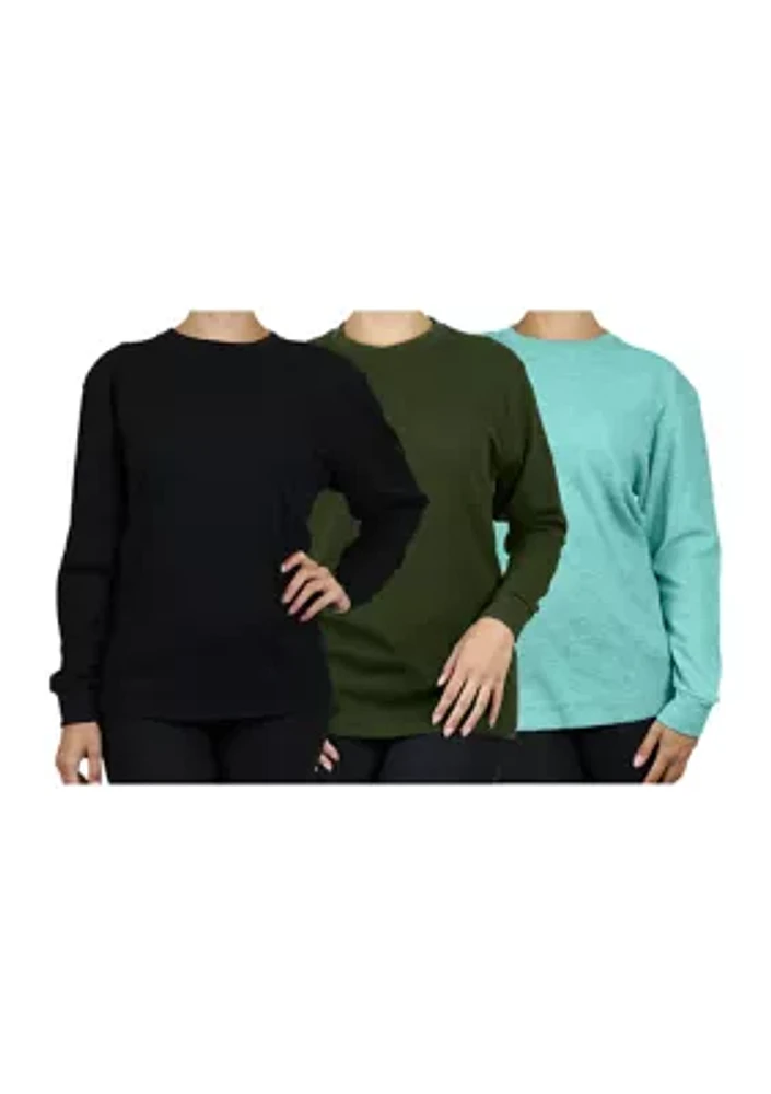 Women's Loose Fit Waffle Knit Thermal Shirt - 3 Pack