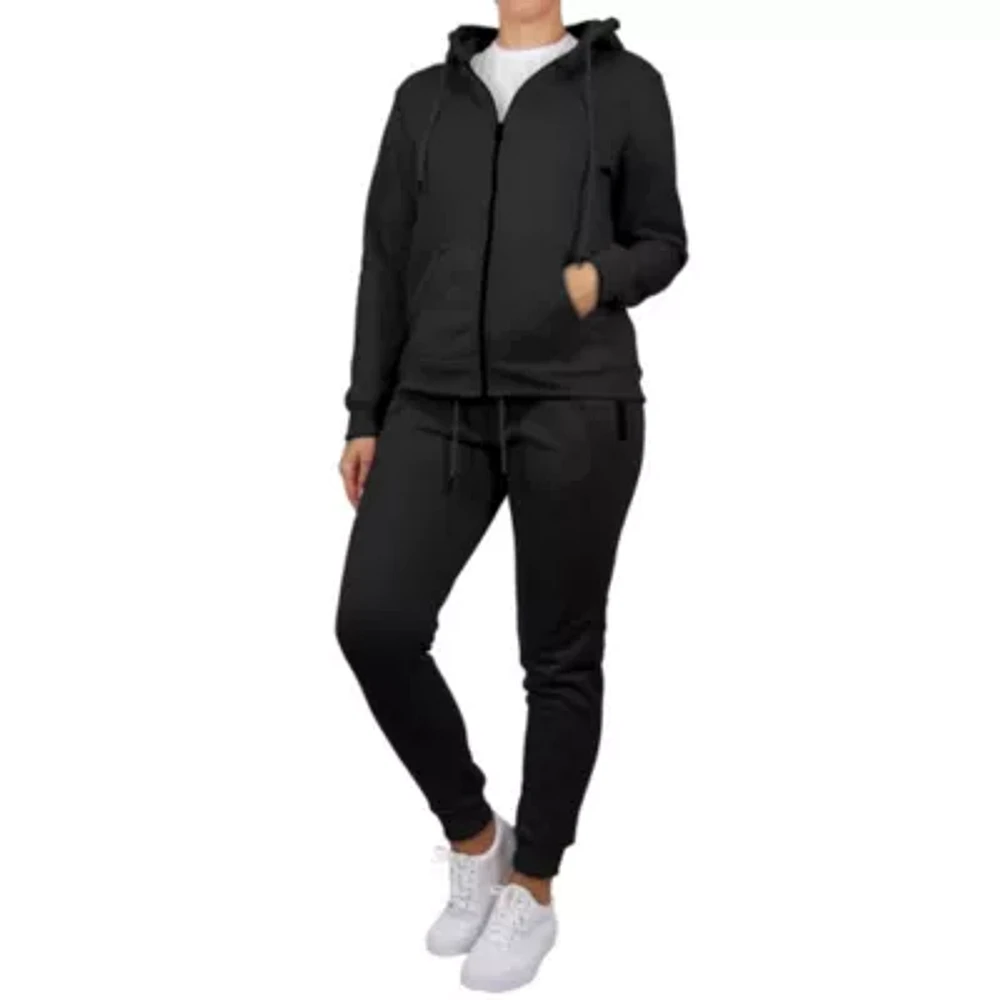 Loose Fit Fleece-Lined Full Zip Hoodie & Jogger 2-Piece Set