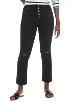 Women's High Rise Slim Fit Cropped Straight Jeans