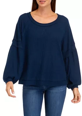 Women's Long Sleeve Waffle Knit Top