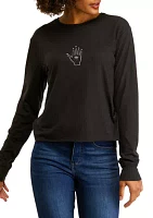 Juniors' Long Sleeve Boxy Graphic T-Shirt