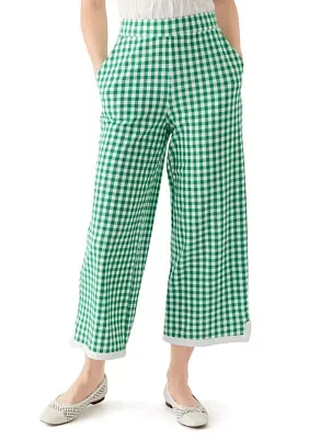 Women's Piqué Printed Trimmed Crop Pants