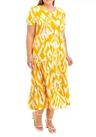 Plus Baby Terry Printed Midi Dress