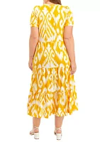 Plus Baby Terry Printed Midi Dress